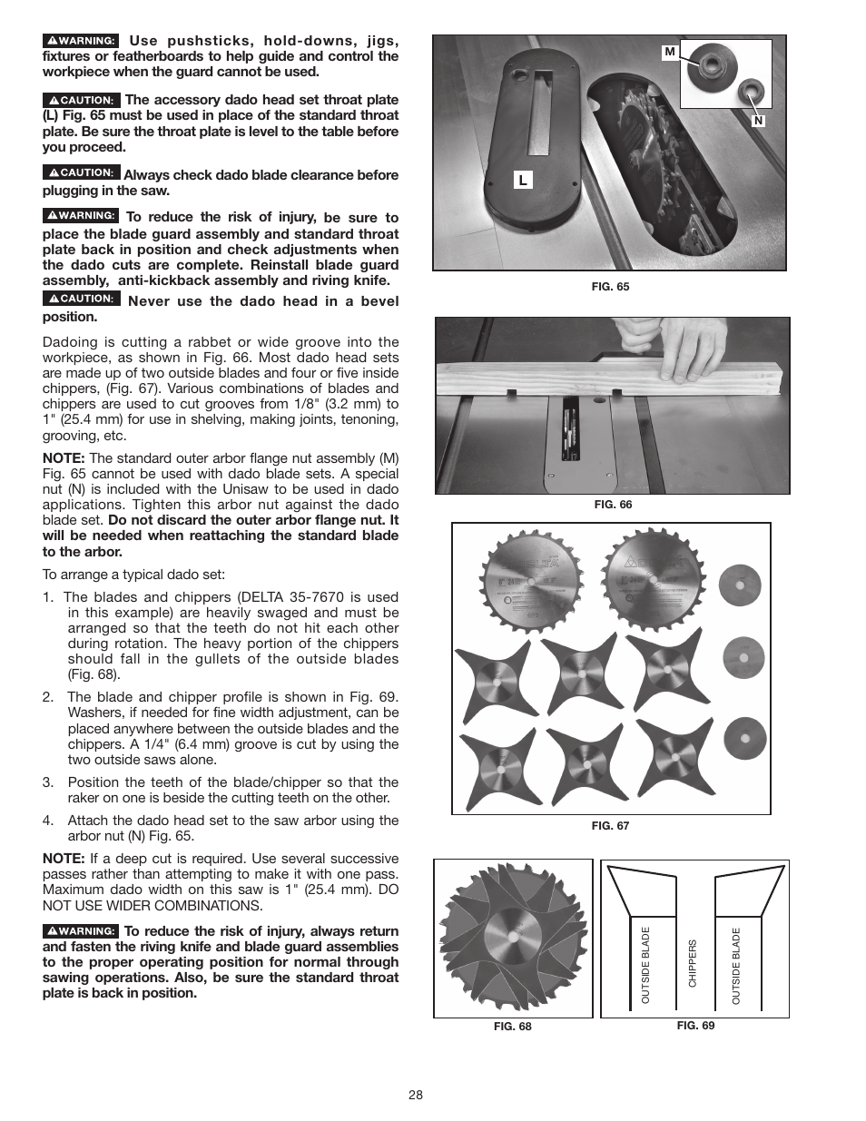 Delta UNISAW 36-L352 User Manual | Page 28 / 108