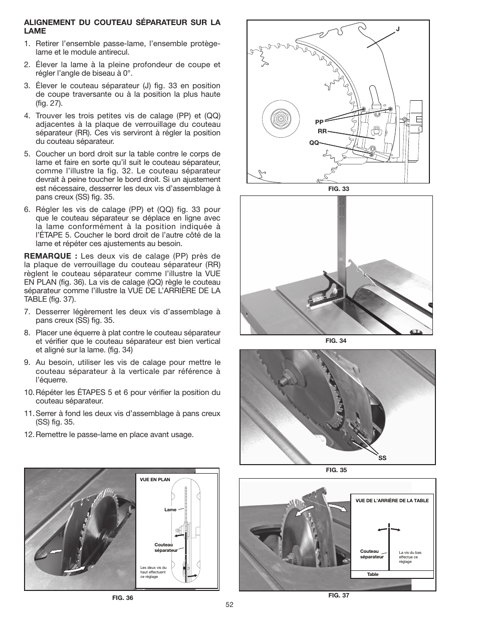 Delta UNISAW 36-L352 User Manual | Page 52 / 108