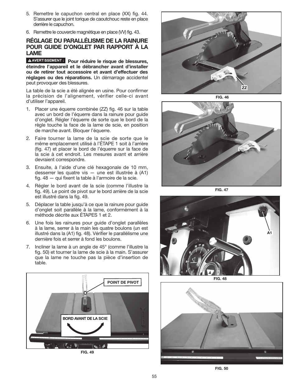 Delta UNISAW 36-L352 User Manual | Page 55 / 108