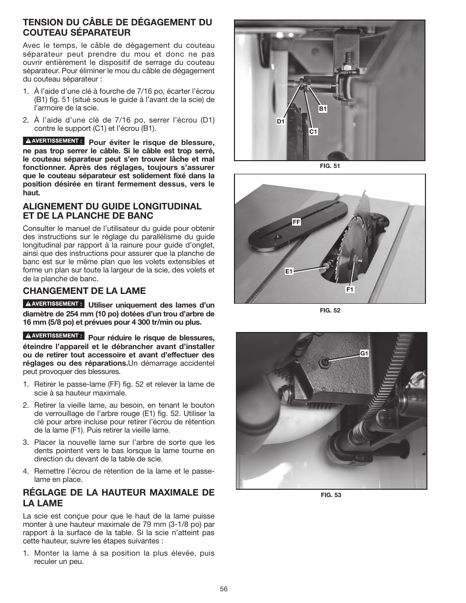 Delta UNISAW 36-L352 User Manual | Page 56 / 108