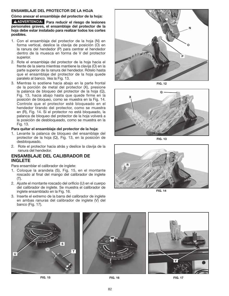 Ensamblaje del calibrador de inglete | Delta UNISAW 36-L352 User Manual | Page 82 / 108