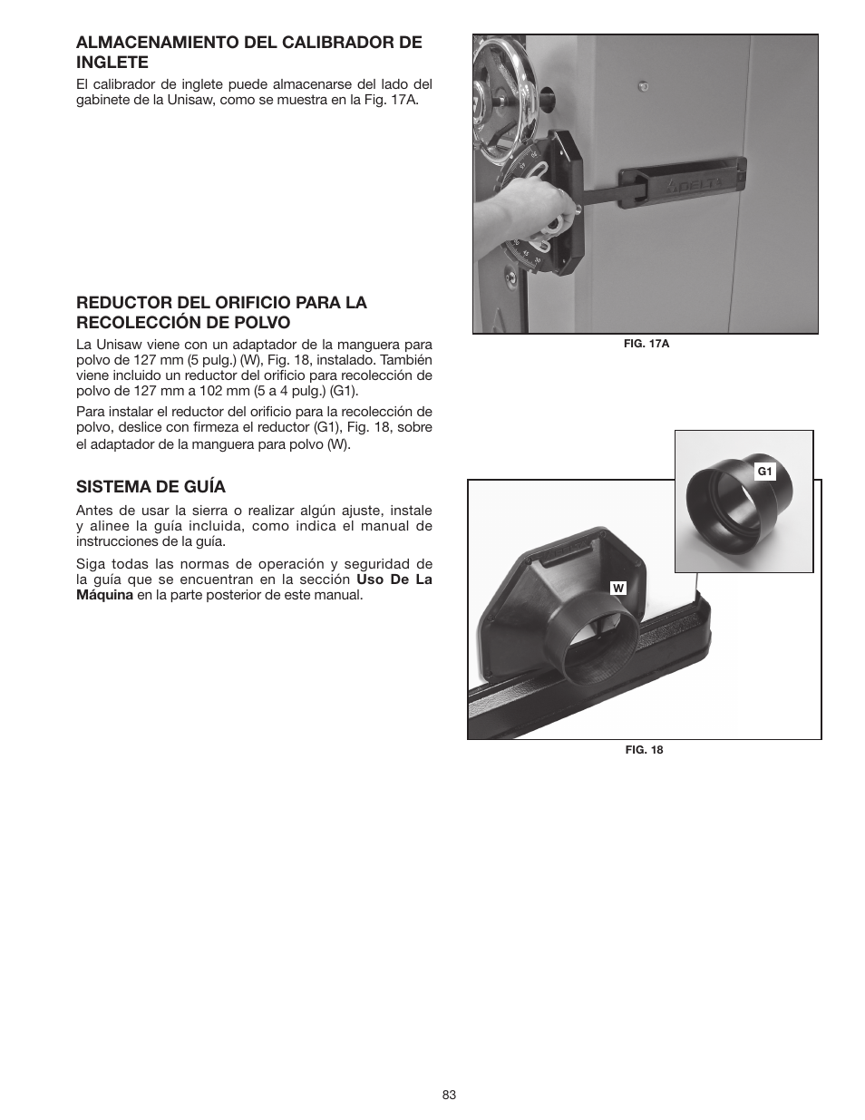 Delta UNISAW 36-L352 User Manual | Page 83 / 108