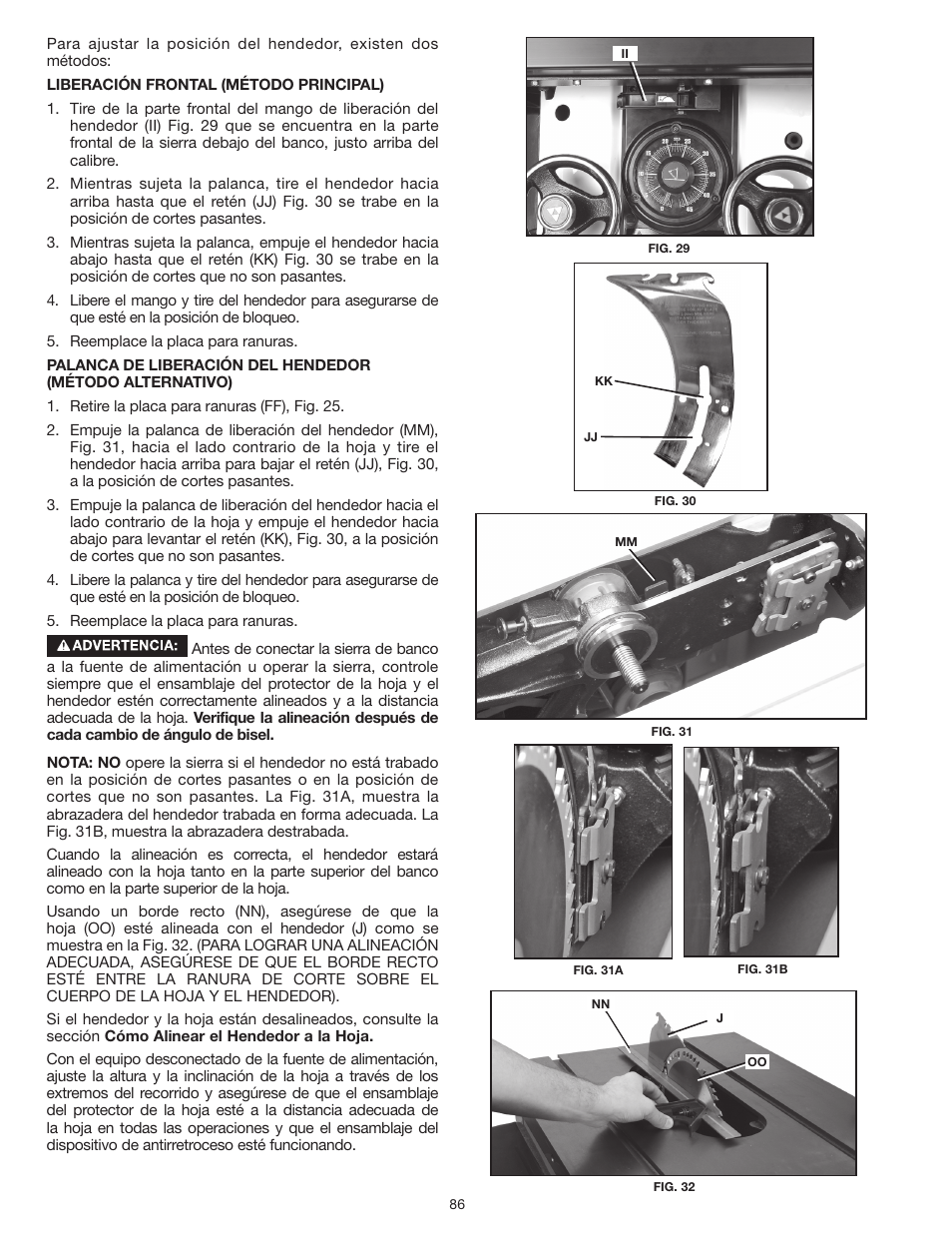 Delta UNISAW 36-L352 User Manual | Page 86 / 108