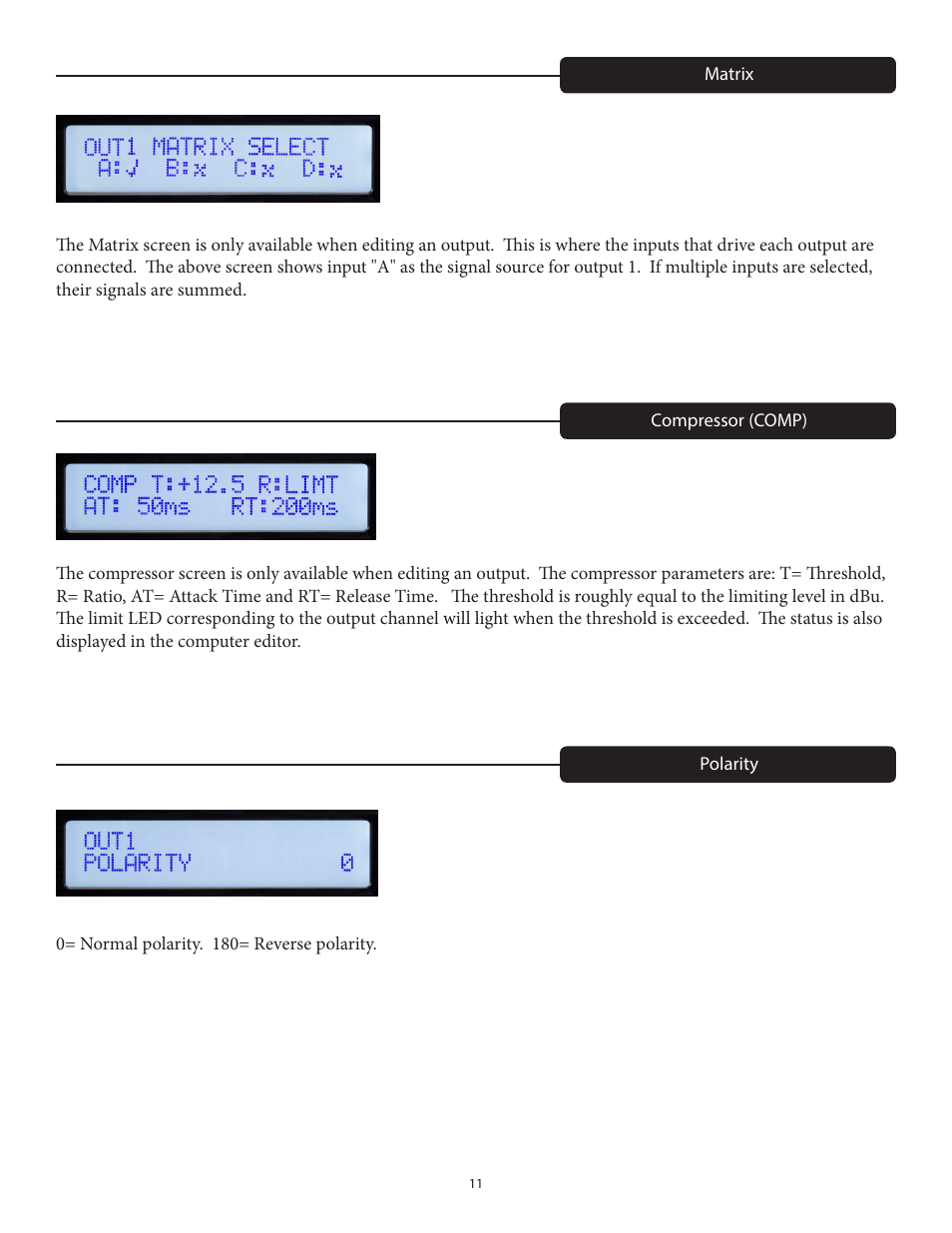 Peavey VSX 48e Programmable Loudspeaker Management System (1 RU, 4 Inputs, 8 Outputs) User Manual | Page 11 / 21