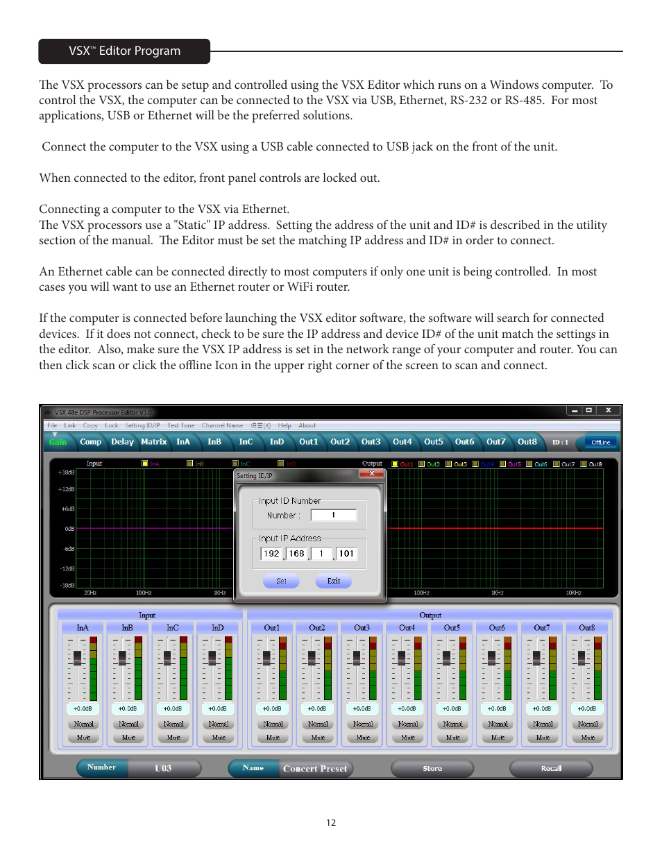 Peavey VSX 48e Programmable Loudspeaker Management System (1 RU, 4 Inputs, 8 Outputs) User Manual | Page 12 / 21