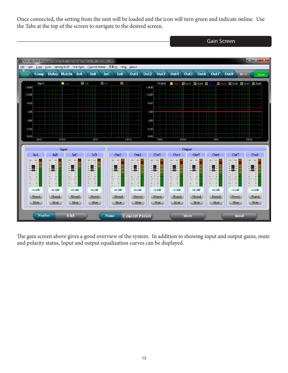 Peavey VSX 48e Programmable Loudspeaker Management System (1 RU, 4 Inputs, 8 Outputs) User Manual | Page 13 / 21