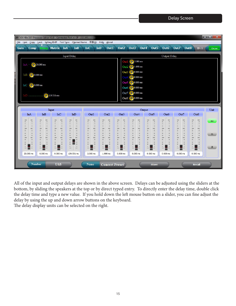 Peavey VSX 48e Programmable Loudspeaker Management System (1 RU, 4 Inputs, 8 Outputs) User Manual | Page 15 / 21