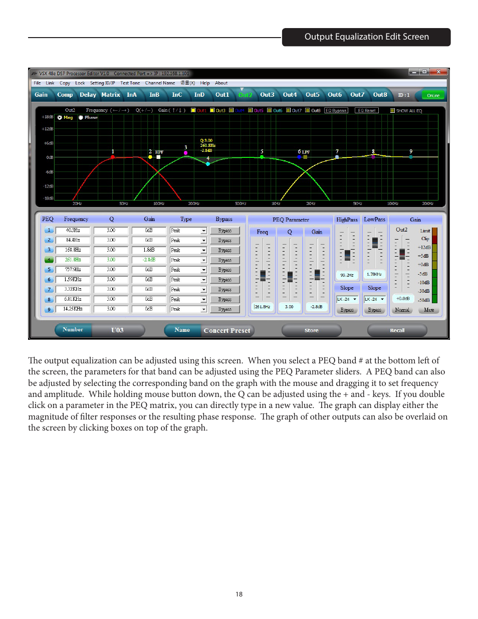 Peavey VSX 48e Programmable Loudspeaker Management System (1 RU, 4 Inputs, 8 Outputs) User Manual | Page 18 / 21