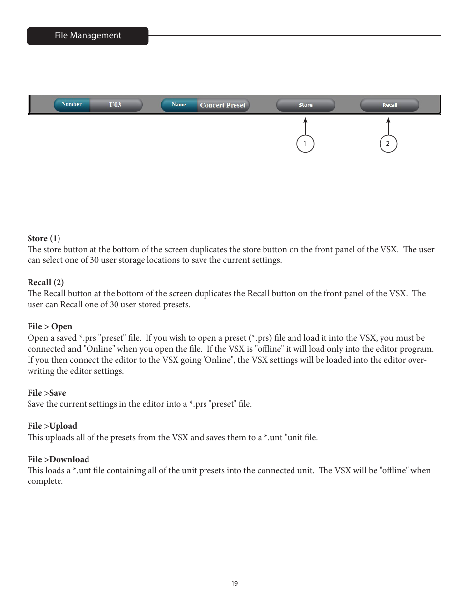 Peavey VSX 48e Programmable Loudspeaker Management System (1 RU, 4 Inputs, 8 Outputs) User Manual | Page 19 / 21