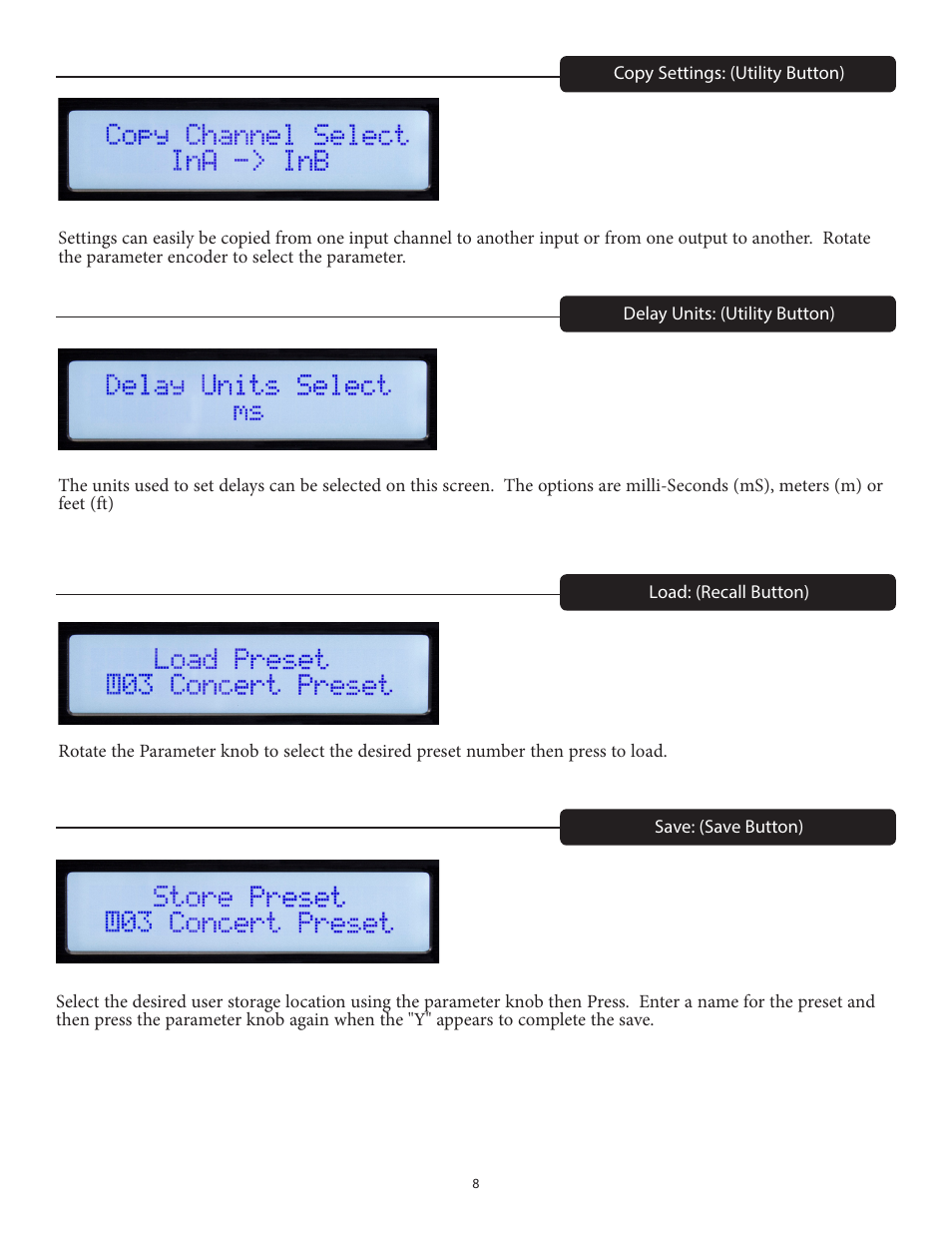 Peavey VSX 48e Programmable Loudspeaker Management System (1 RU, 4 Inputs, 8 Outputs) User Manual | Page 8 / 21