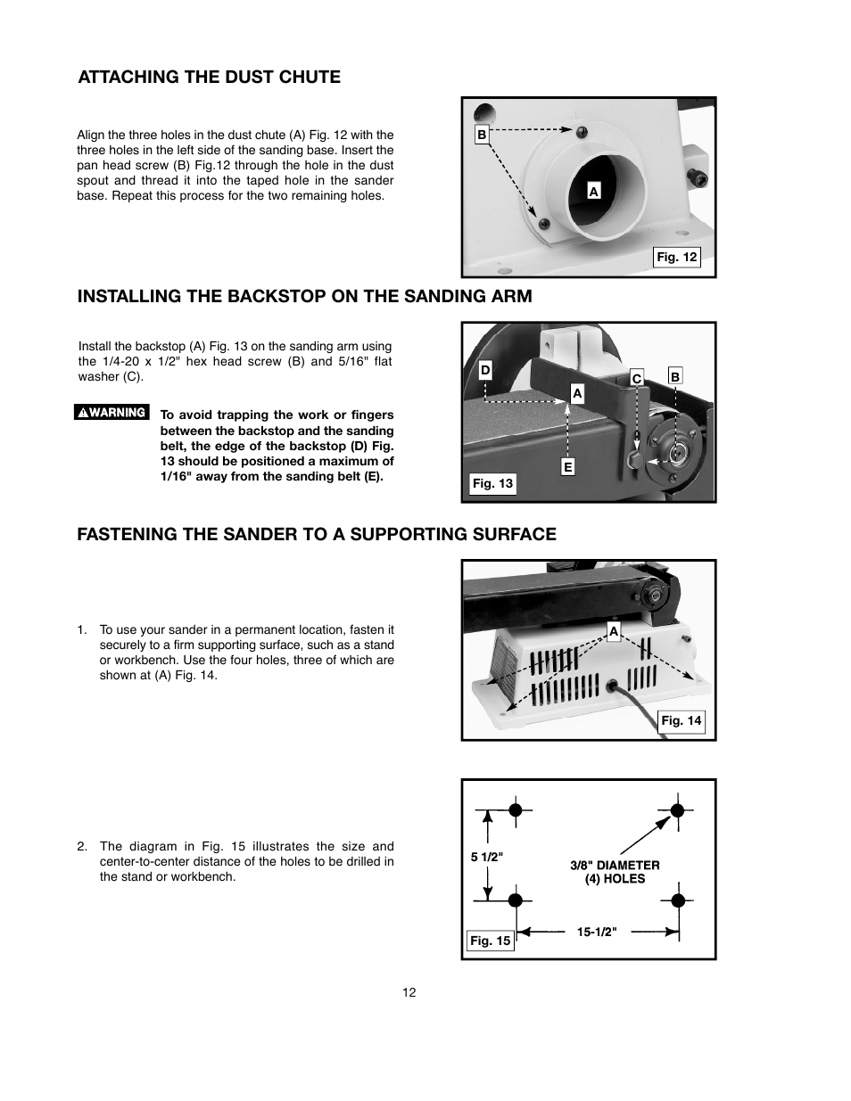 Fastening the sander to a supporting surface | Delta ShopMaster SM500 User Manual | Page 12 / 68