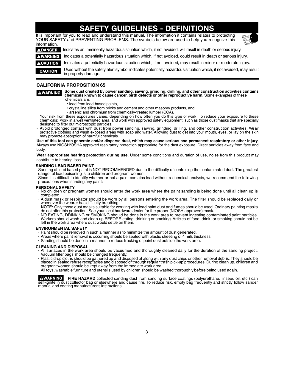 Safety guidelines - definitions | Delta ShopMaster SM500 User Manual | Page 3 / 68