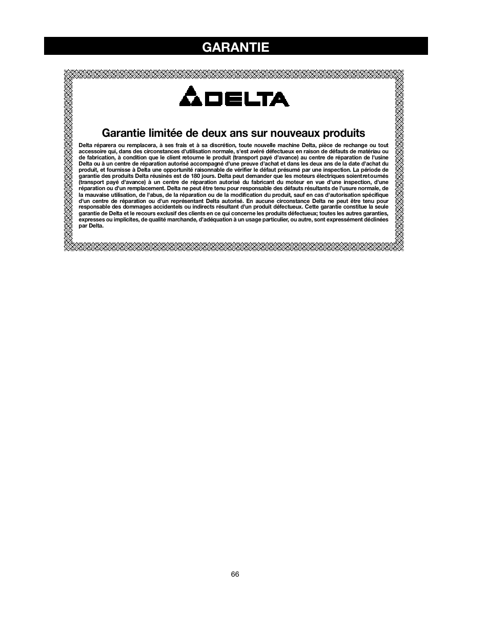 Garantie | Delta ShopMaster SM500 User Manual | Page 66 / 68