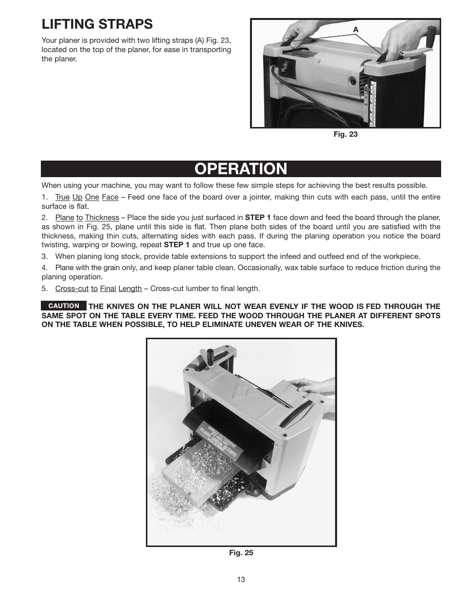 Operation, Lifting straps | Delta TP300 User Manual | Page 13 / 17