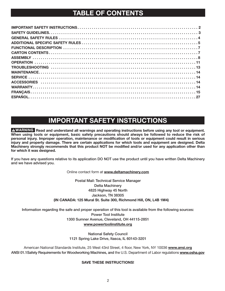 Delta 36-978 User Manual | Page 2 / 40