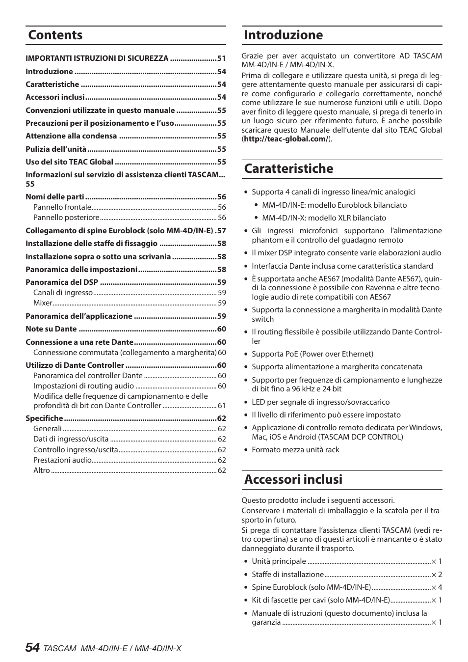 Tascam MM-4D/IN-E 4-Channel Mic/Line Input Dante Converter with Built-In DSP Mixer User Manual | Page 54 / 82