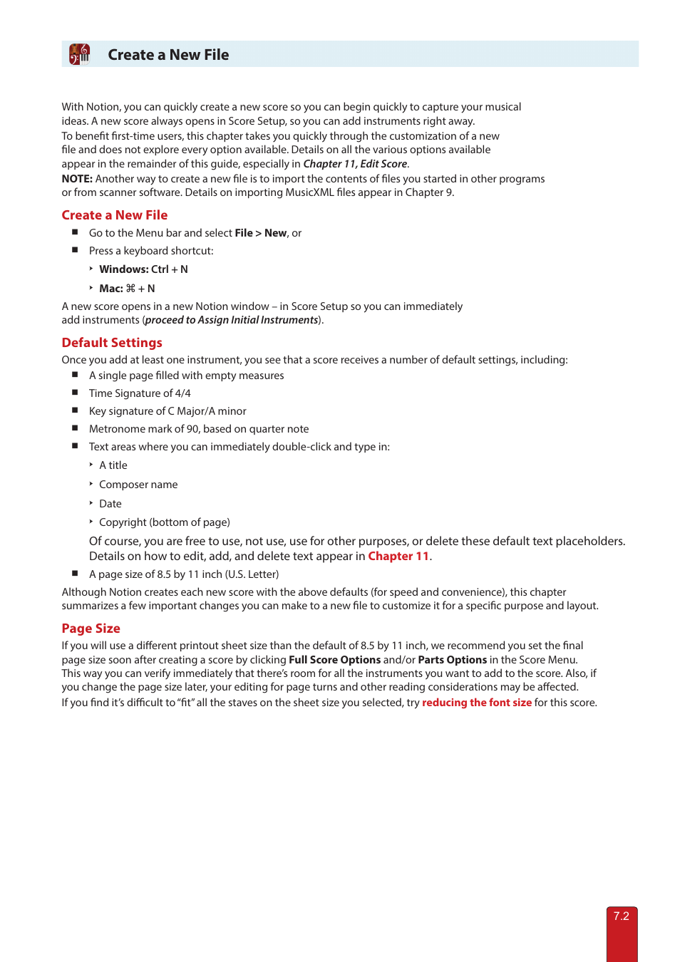 Create a new file | PreSonus Notion 6 - Notation Software (Boxed) User Manual | Page 105 / 292