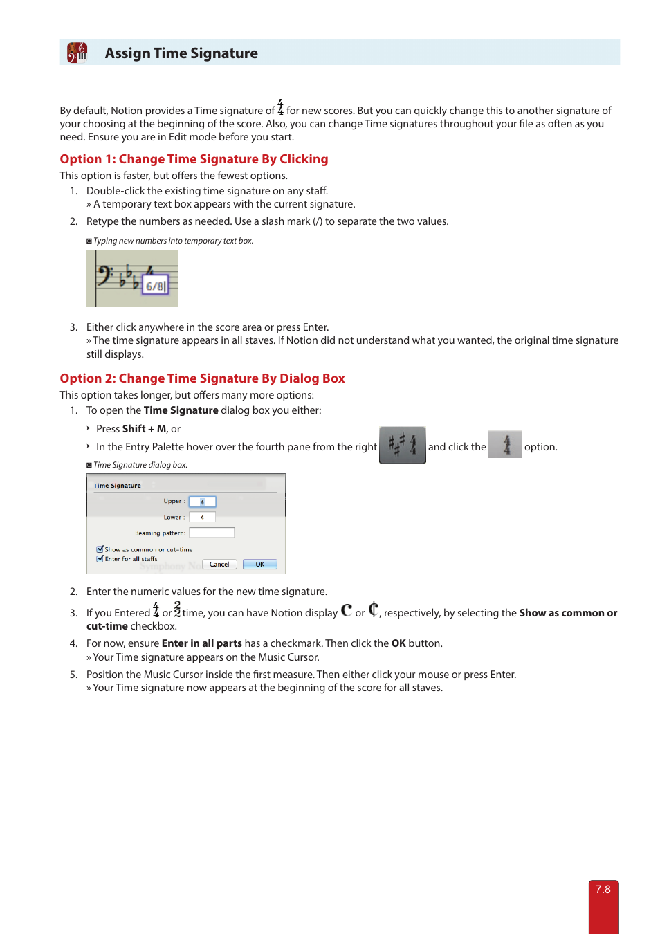 Assign time signature | PreSonus Notion 6 - Notation Software (Boxed) User Manual | Page 111 / 292