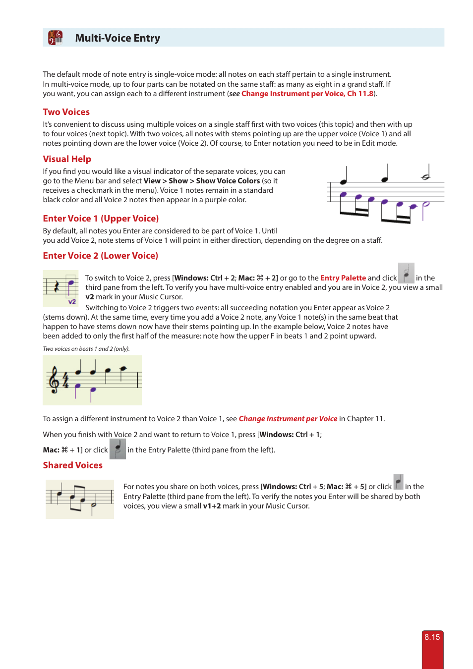 Multi-voice entry | PreSonus Notion 6 - Notation Software (Boxed) User Manual | Page 128 / 292