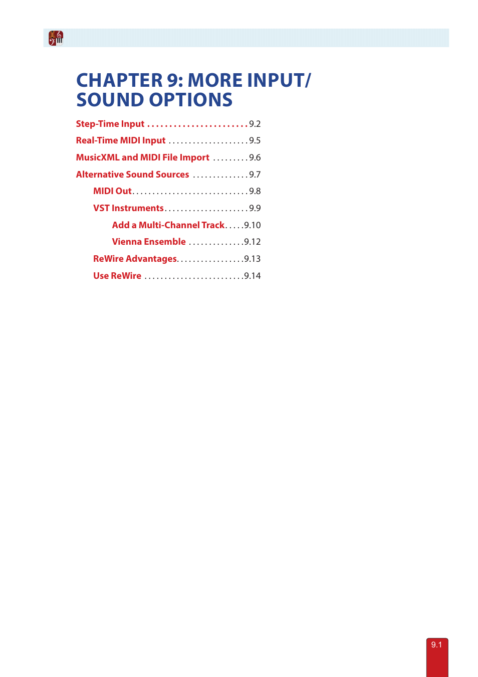 Chapter 9: more input/sound options, Chapter 9: more input/ sound options | PreSonus Notion 6 - Notation Software (Boxed) User Manual | Page 134 / 292