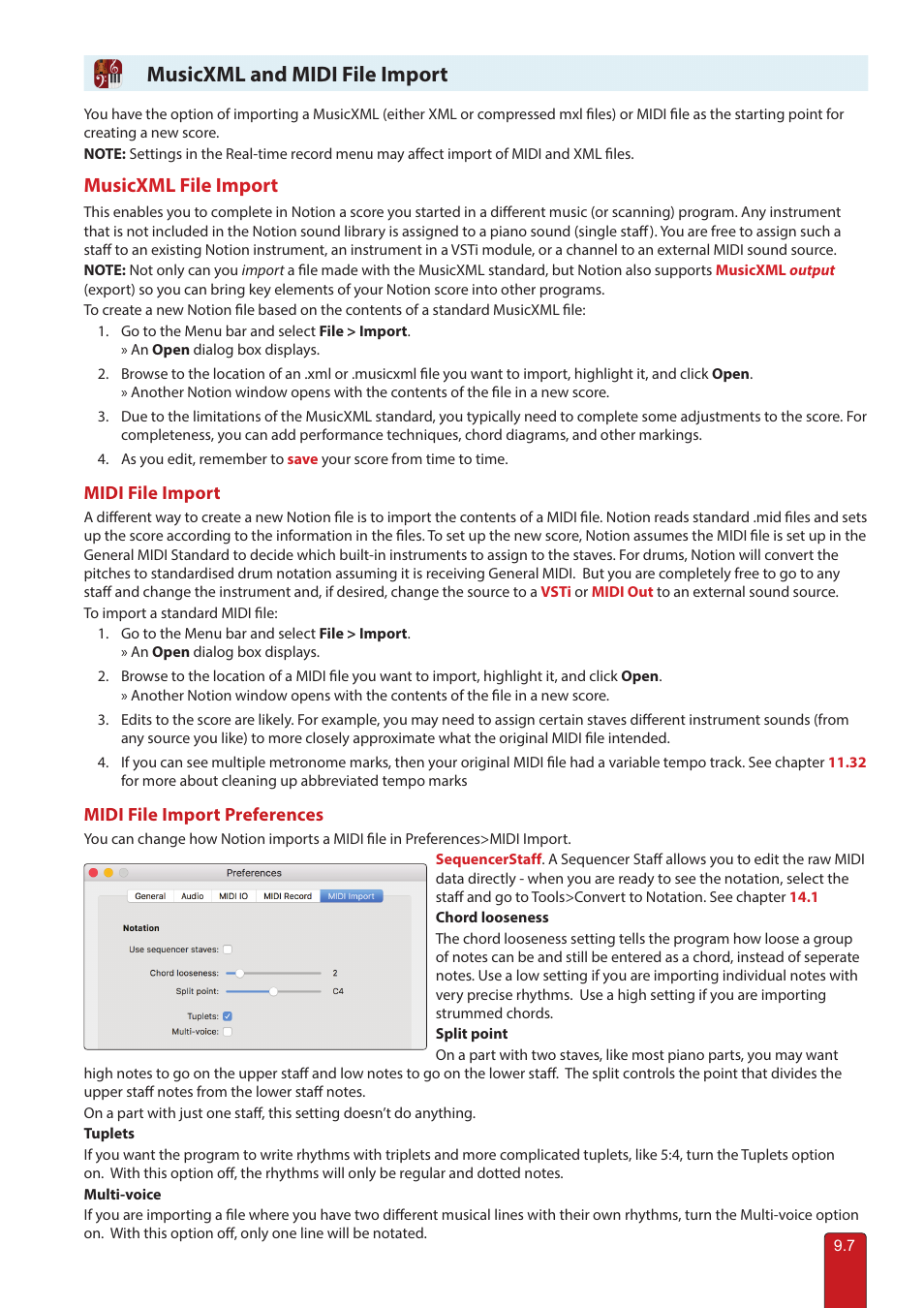 Musicxml / midi import, Musicxml and midi file import, Musicxml file import | PreSonus Notion 6 - Notation Software (Boxed) User Manual | Page 140 / 292