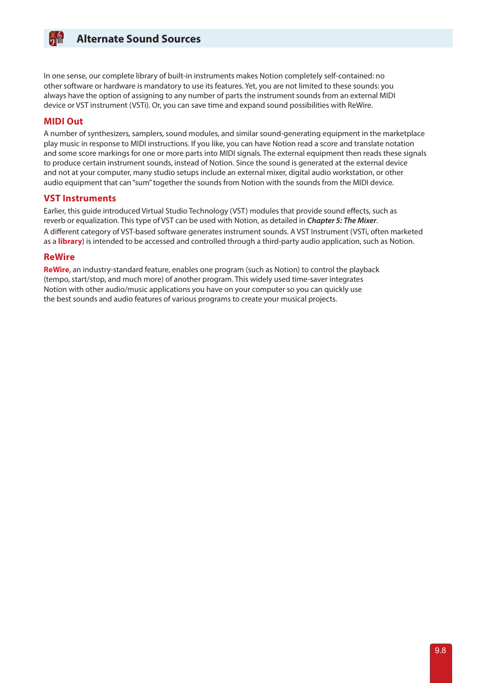 Alternate sound sources, Alternative sound sources | PreSonus Notion 6 - Notation Software (Boxed) User Manual | Page 141 / 292