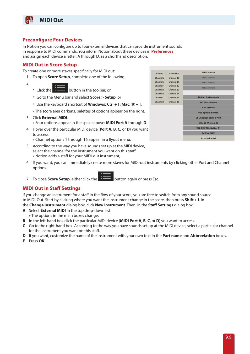 Midi out | PreSonus Notion 6 - Notation Software (Boxed) User Manual | Page 142 / 292