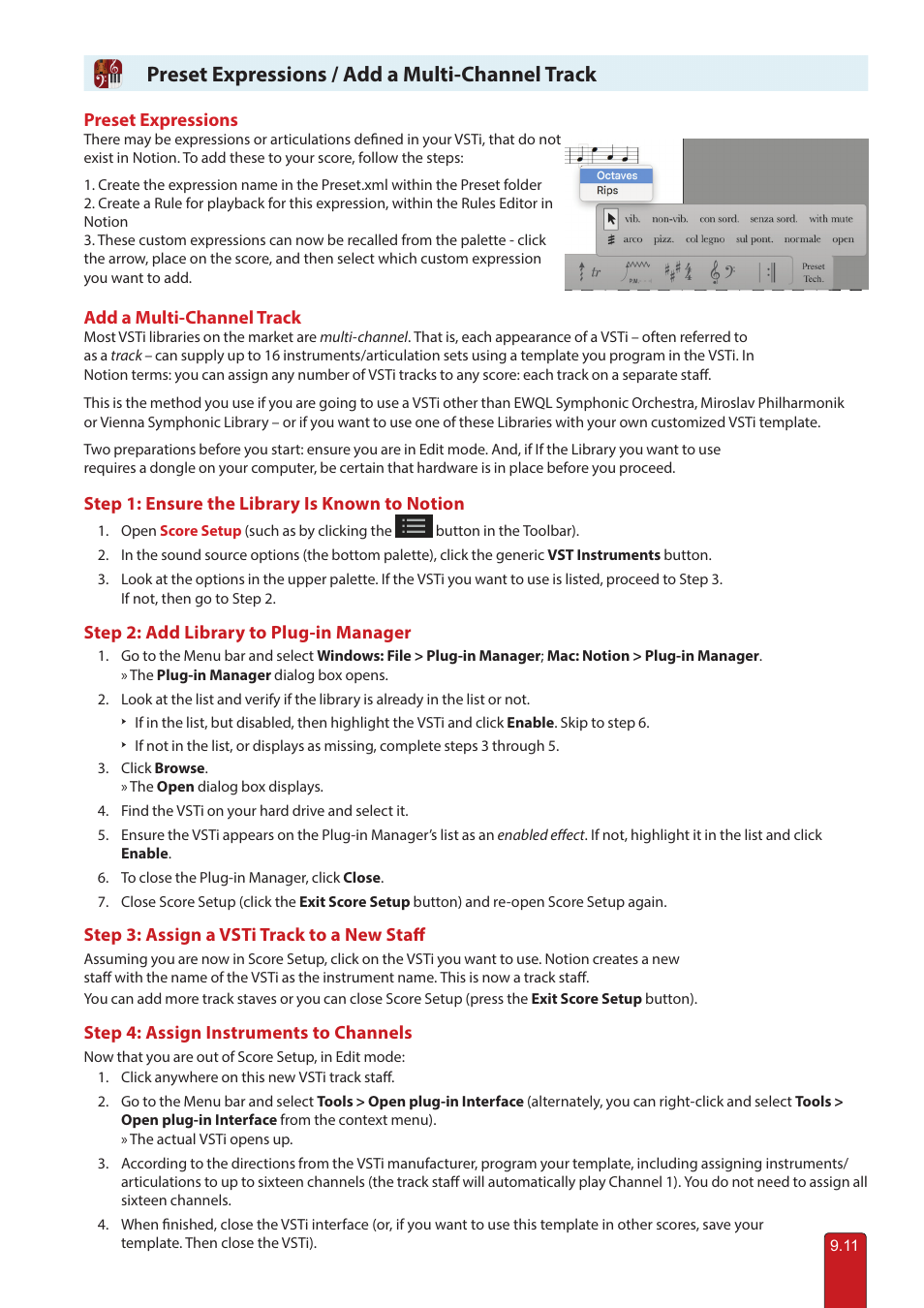 Preset expressions, Add a multi-track channel, Add a multi-channel track | Preset expressions / add a multi-channel track | PreSonus Notion 6 - Notation Software (Boxed) User Manual | Page 144 / 292