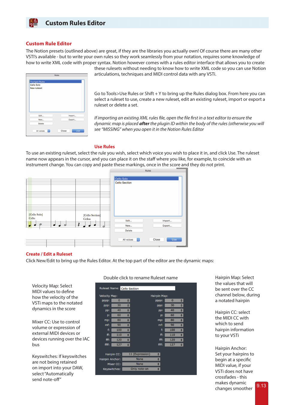 Rules editor, Custom rules editor | PreSonus Notion 6 - Notation Software (Boxed) User Manual | Page 146 / 292