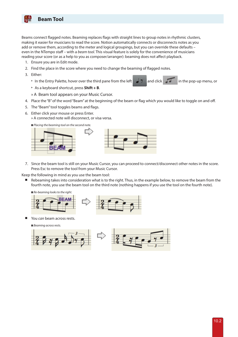 Beam tool | PreSonus Notion 6 - Notation Software (Boxed) User Manual | Page 151 / 292