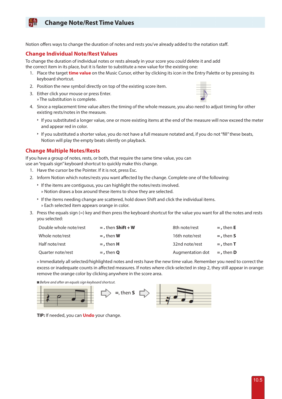 Change note/rest time values | PreSonus Notion 6 - Notation Software (Boxed) User Manual | Page 154 / 292