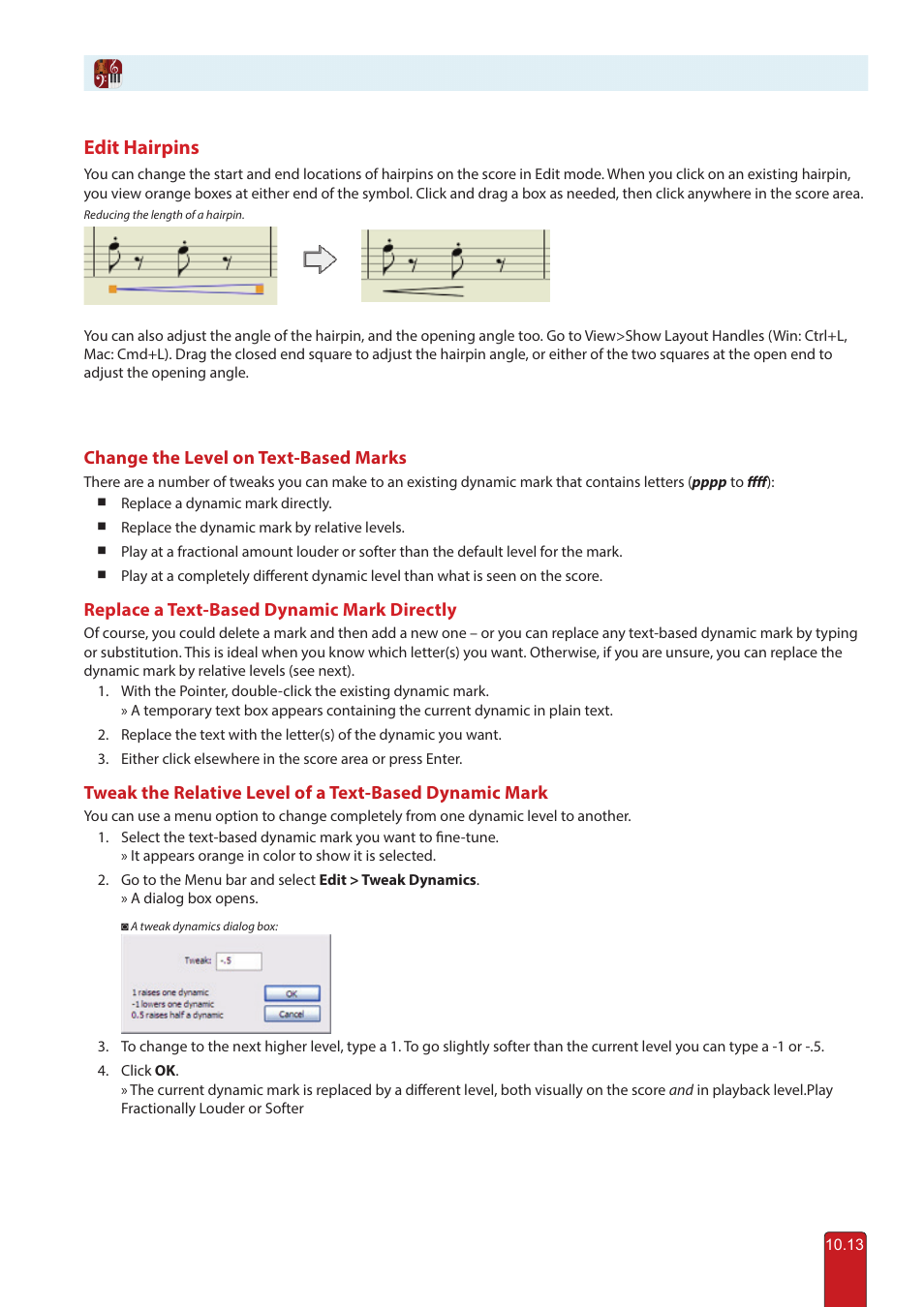 Edit hairpins | PreSonus Notion 6 - Notation Software (Boxed) User Manual | Page 162 / 292