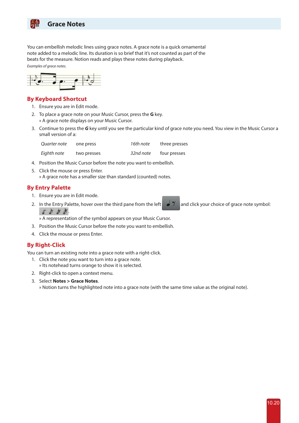 Grace notes | PreSonus Notion 6 - Notation Software (Boxed) User Manual | Page 169 / 292