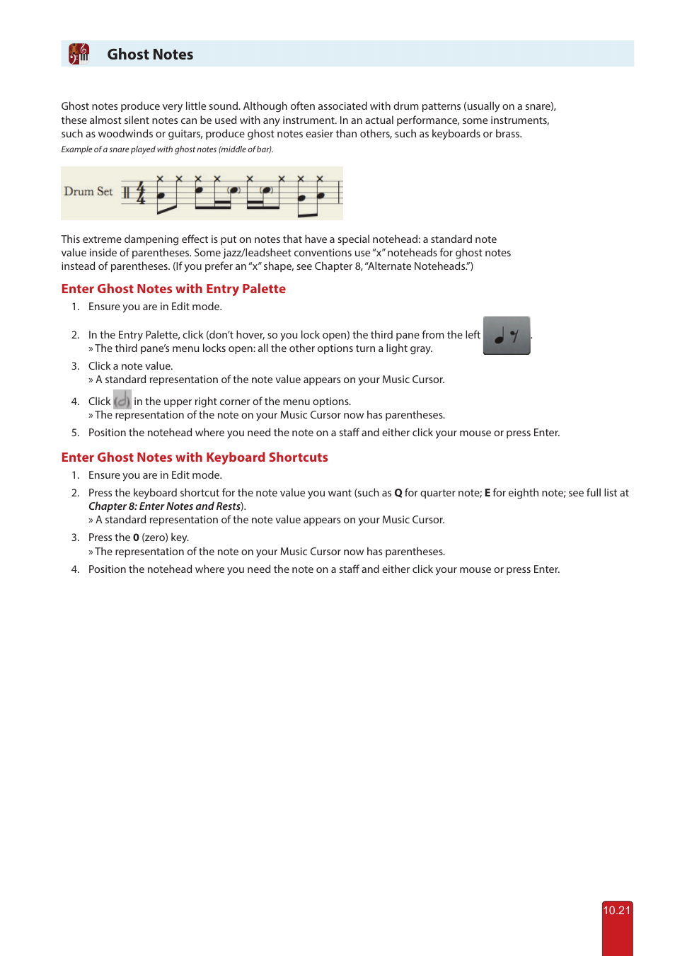 Ghost notes | PreSonus Notion 6 - Notation Software (Boxed) User Manual | Page 170 / 292