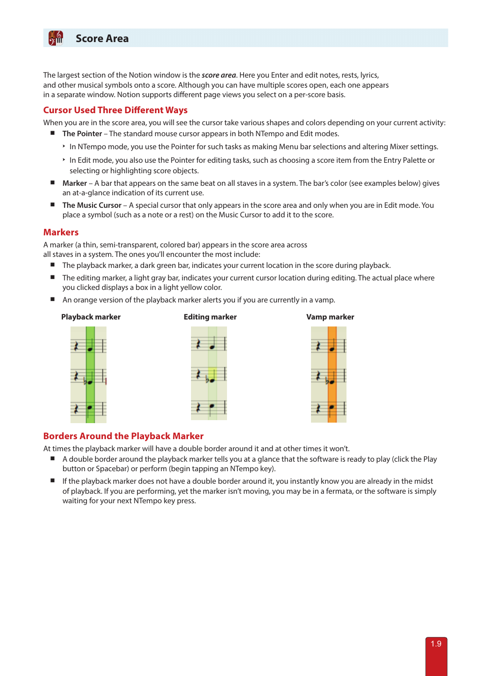 Score area | PreSonus Notion 6 - Notation Software (Boxed) User Manual | Page 19 / 292