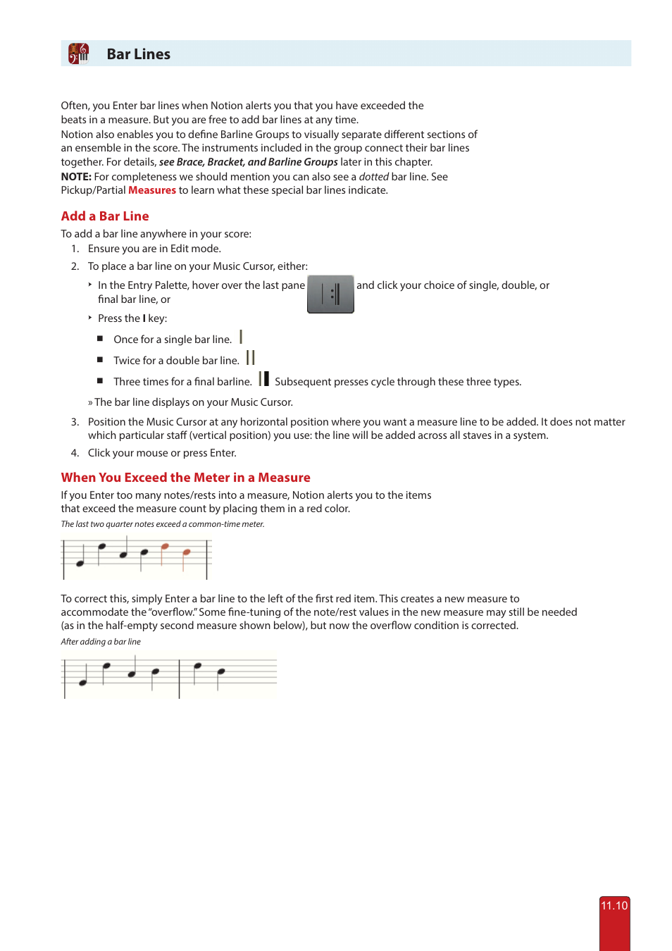 Bar lines | PreSonus Notion 6 - Notation Software (Boxed) User Manual | Page 191 / 292