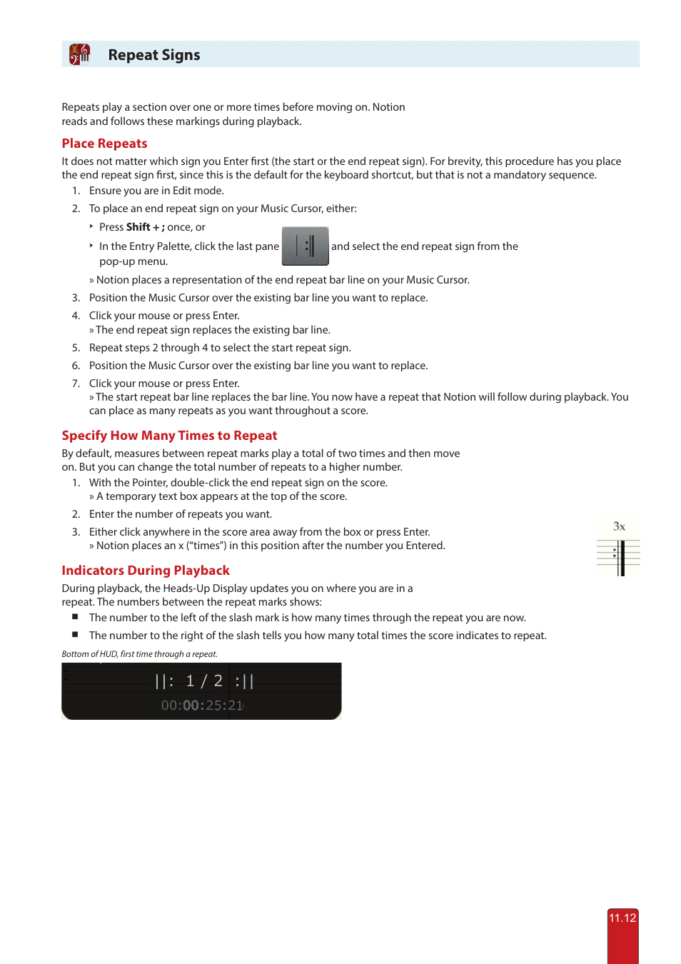 Repeat signs | PreSonus Notion 6 - Notation Software (Boxed) User Manual | Page 193 / 292