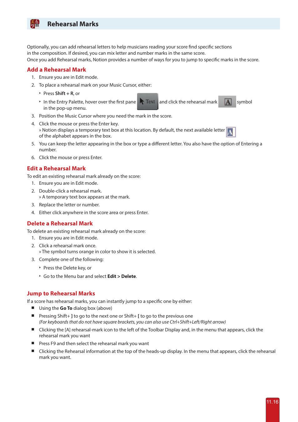 Rehearsal marks | PreSonus Notion 6 - Notation Software (Boxed) User Manual | Page 197 / 292