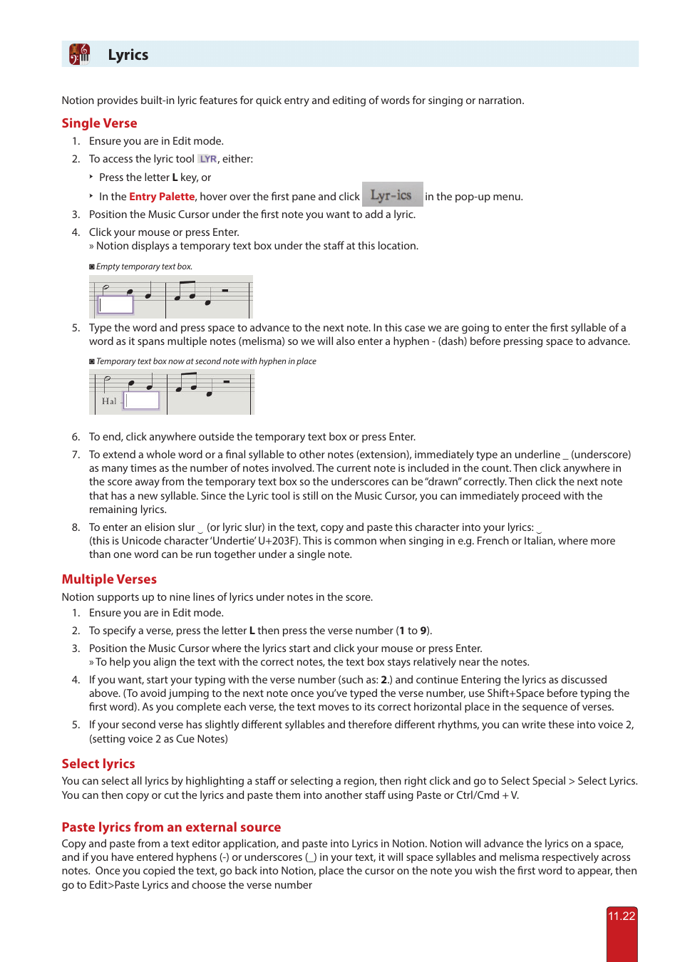 Lyrics | PreSonus Notion 6 - Notation Software (Boxed) User Manual | Page 203 / 292