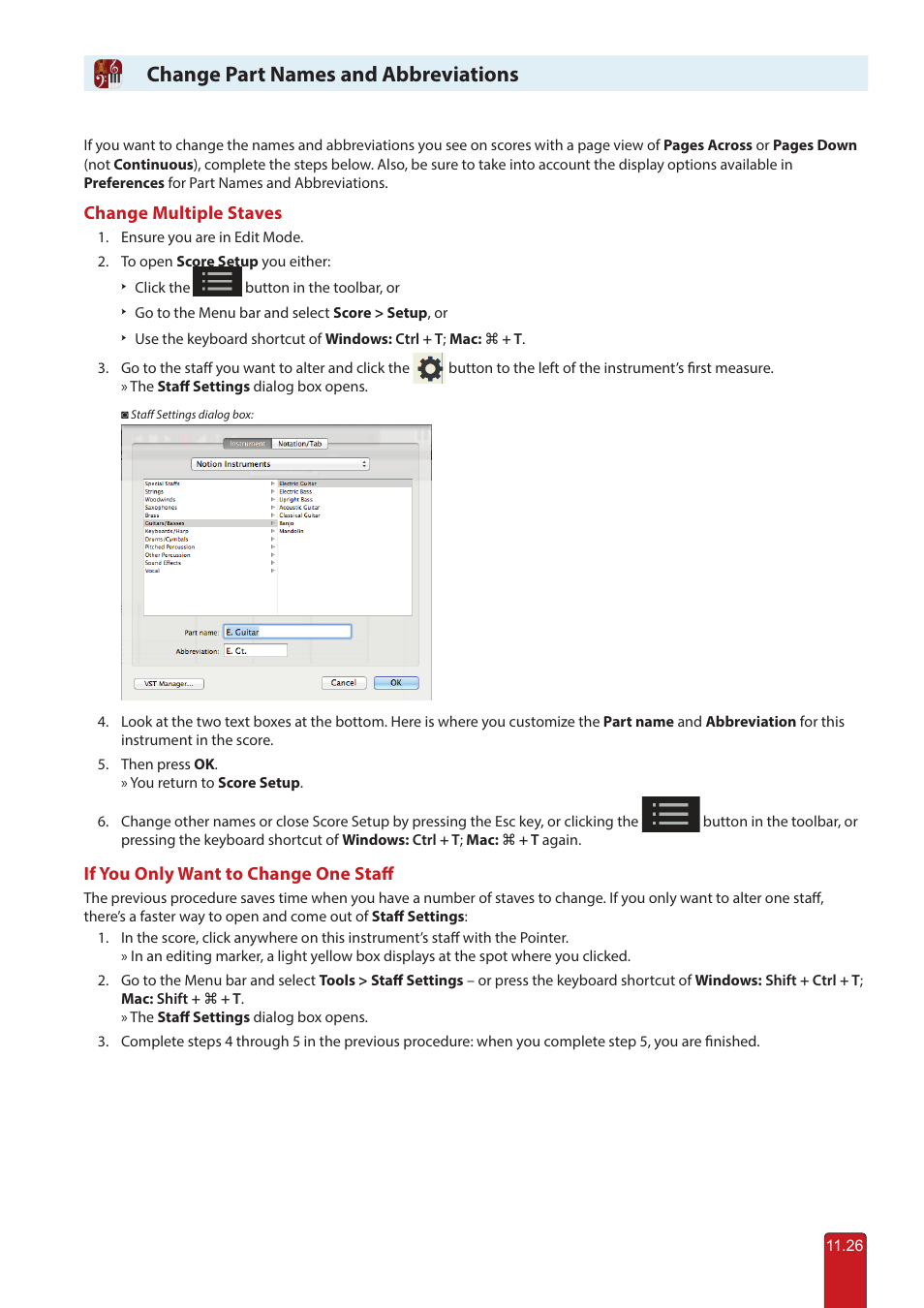 Change part names / abbreviations, Change part names and abbreviations | PreSonus Notion 6 - Notation Software (Boxed) User Manual | Page 207 / 292