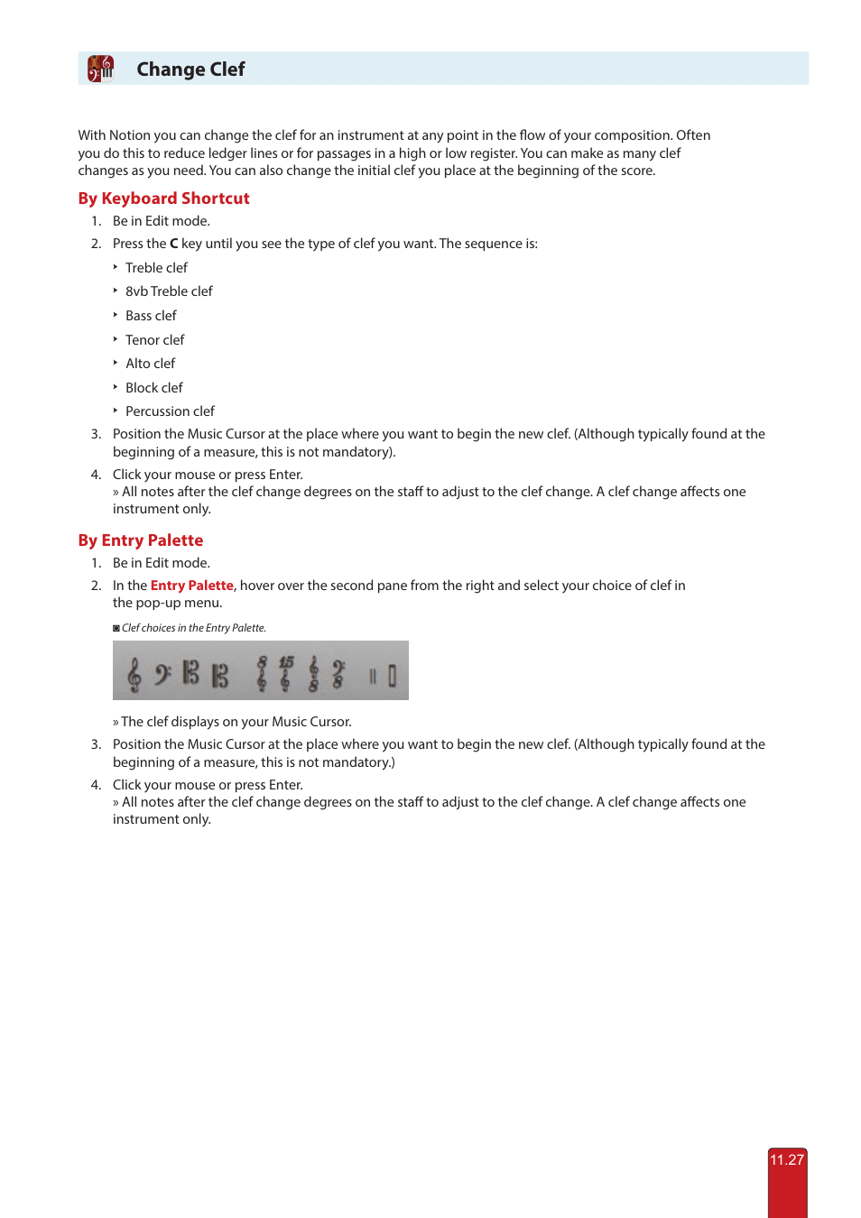 Change clef | PreSonus Notion 6 - Notation Software (Boxed) User Manual | Page 208 / 292