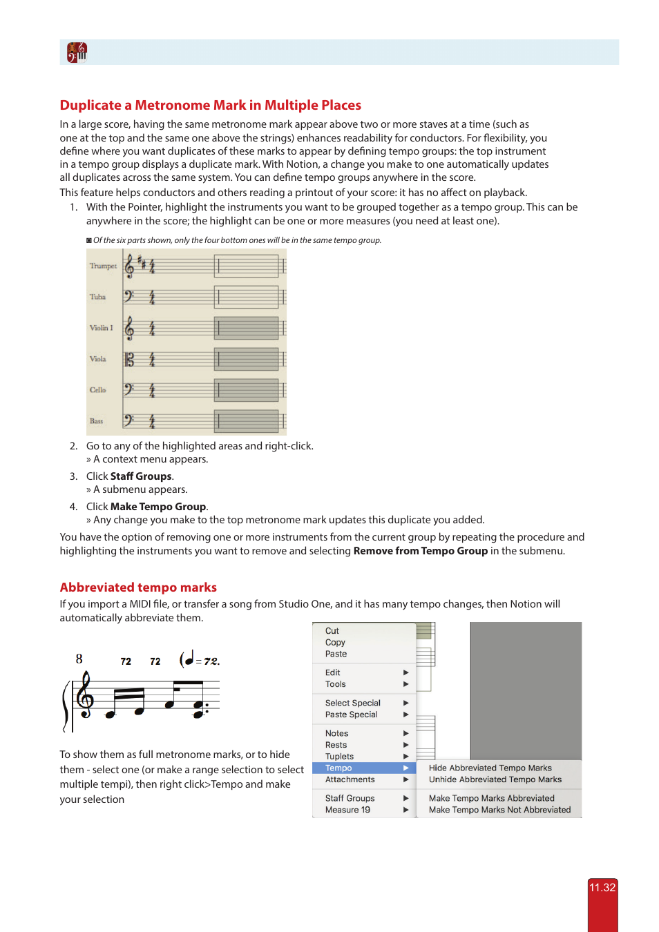 Duplicate a metronome mark in multiple places | PreSonus Notion 6 - Notation Software (Boxed) User Manual | Page 213 / 292