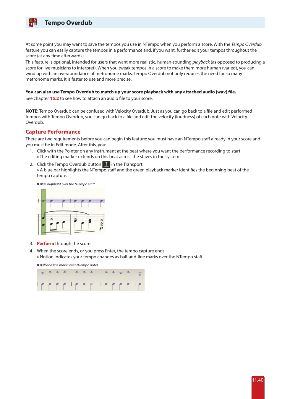 Tempo overdub | PreSonus Notion 6 - Notation Software (Boxed) User Manual | Page 221 / 292