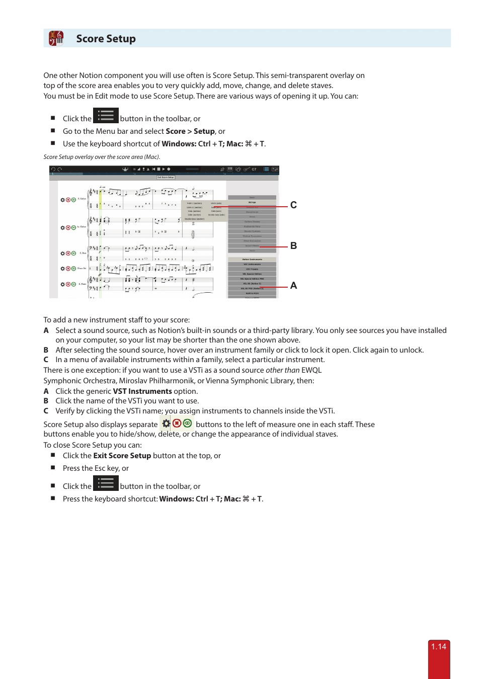 Score setup | PreSonus Notion 6 - Notation Software (Boxed) User Manual | Page 24 / 292