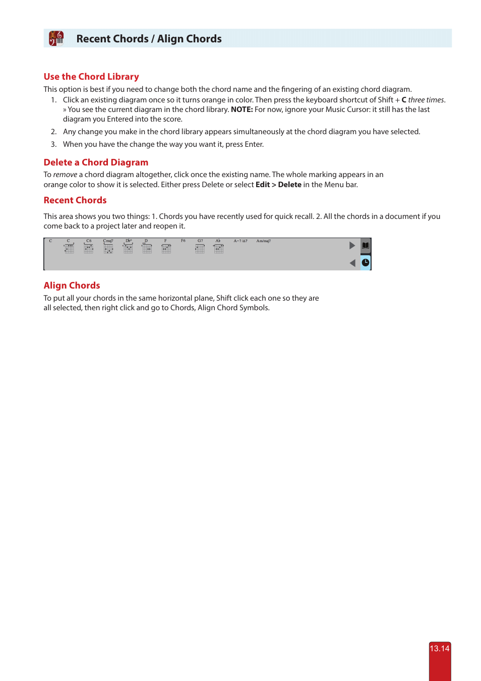 Recent chords align chords, Recent chords / align chords | PreSonus Notion 6 - Notation Software (Boxed) User Manual | Page 251 / 292