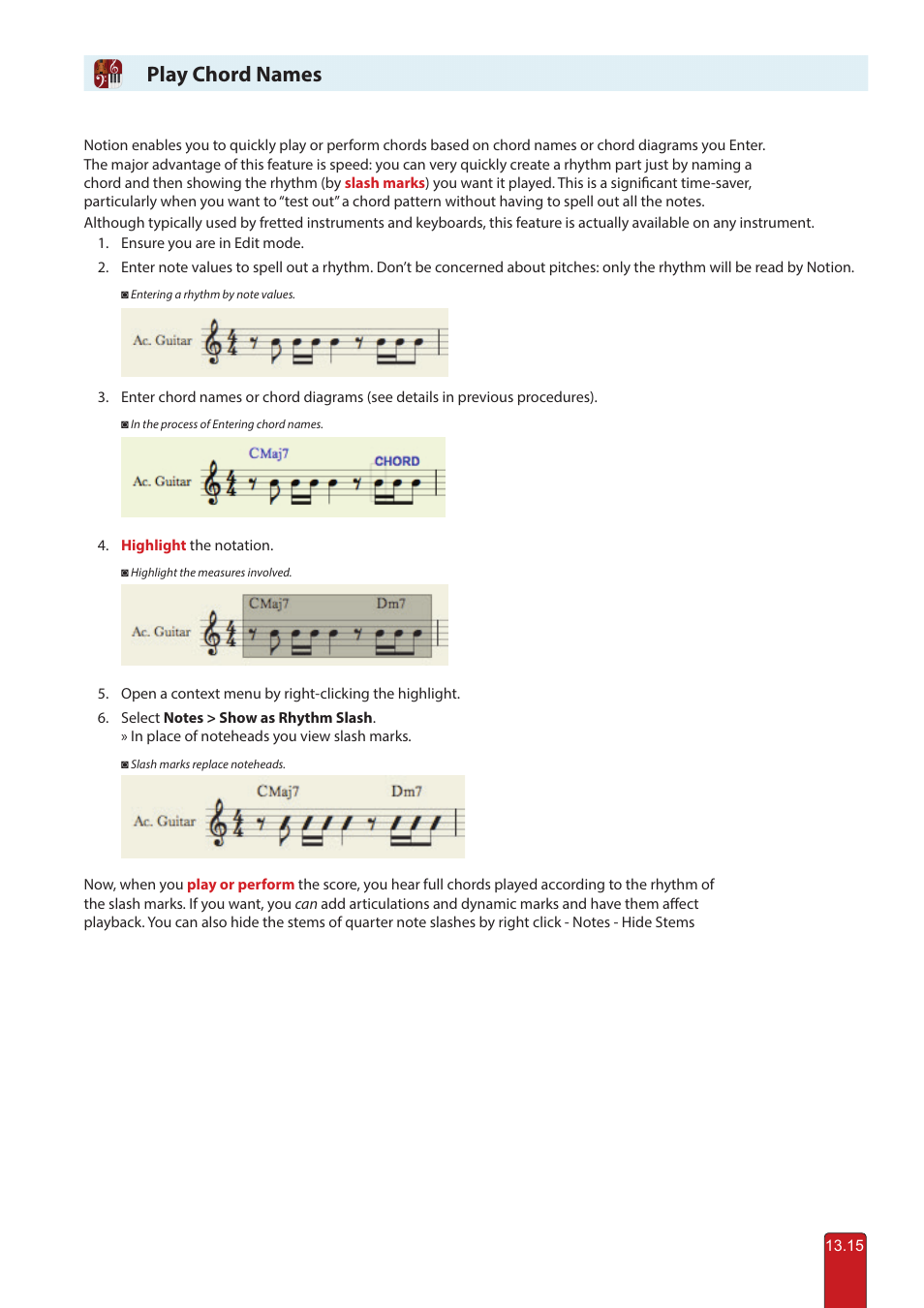 Play chord names | PreSonus Notion 6 - Notation Software (Boxed) User Manual | Page 252 / 292