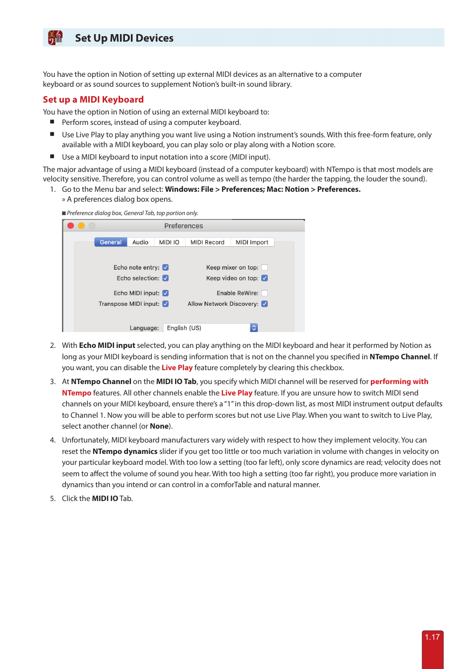 Set up midi devices | PreSonus Notion 6 - Notation Software (Boxed) User Manual | Page 27 / 292