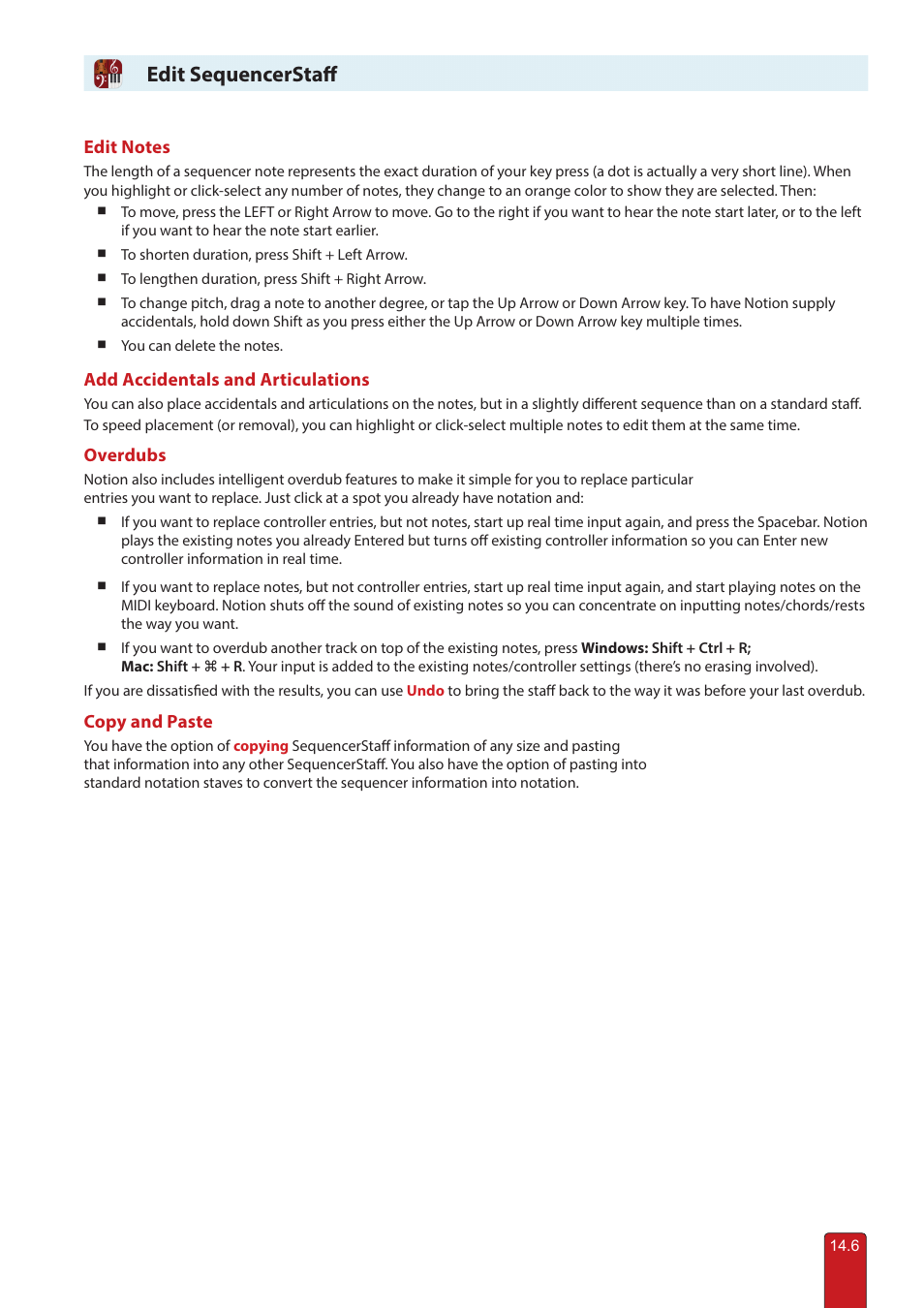 Edit sequencerstaff | PreSonus Notion 6 - Notation Software (Boxed) User Manual | Page 271 / 292