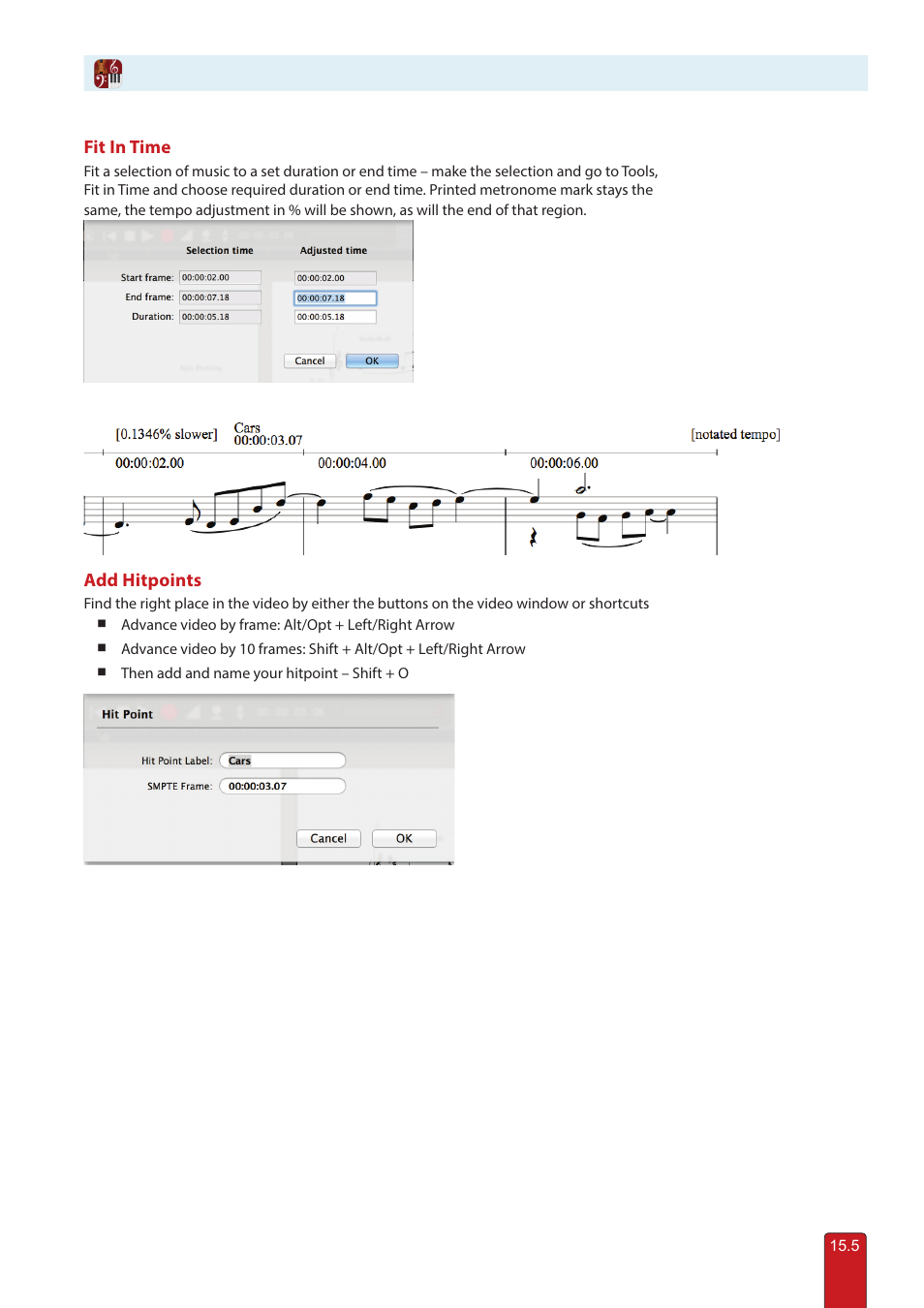 Add hitpoints, Fit in time, Fit in time and hitpoints | PreSonus Notion 6 - Notation Software (Boxed) User Manual | Page 277 / 292