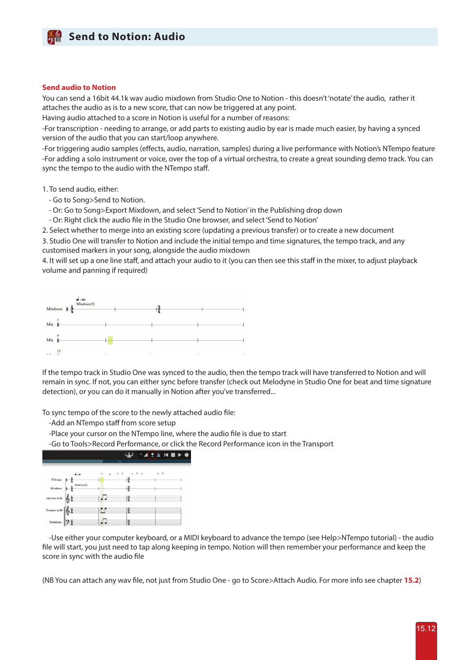 Send to notion: audio | PreSonus Notion 6 - Notation Software (Boxed) User Manual | Page 284 / 292